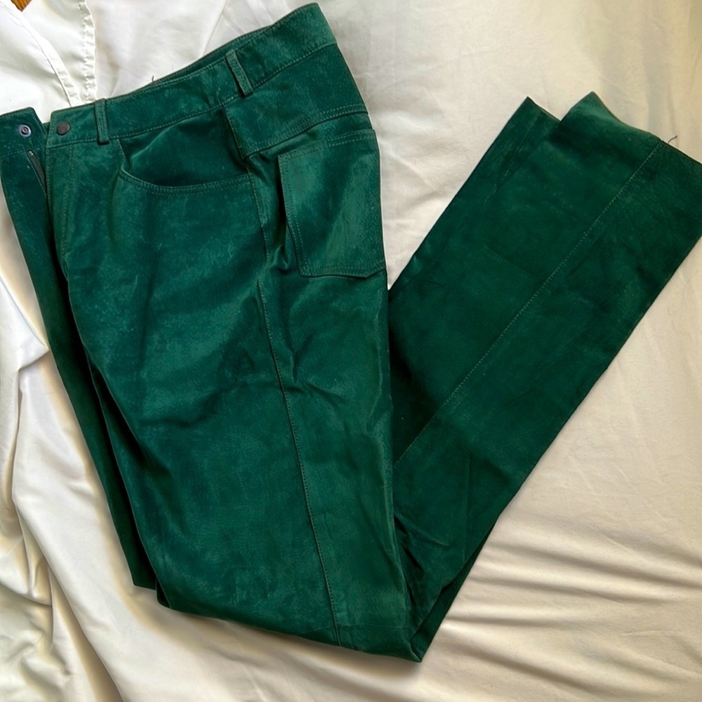 Bushwhacked green suede jeans  size 8